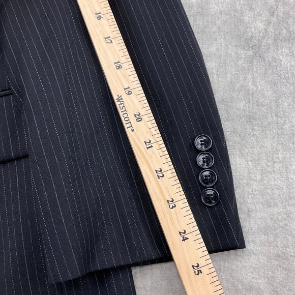Jones New York Suit Men 44R 39W x 28L Blue Pinstripe Elements Wool Classic Caree - Picture 4 of 16